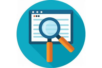 Magnifying glass on a search results page