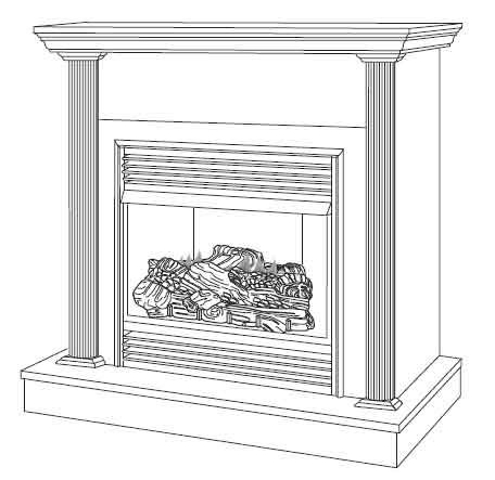 Front view of fireplace
