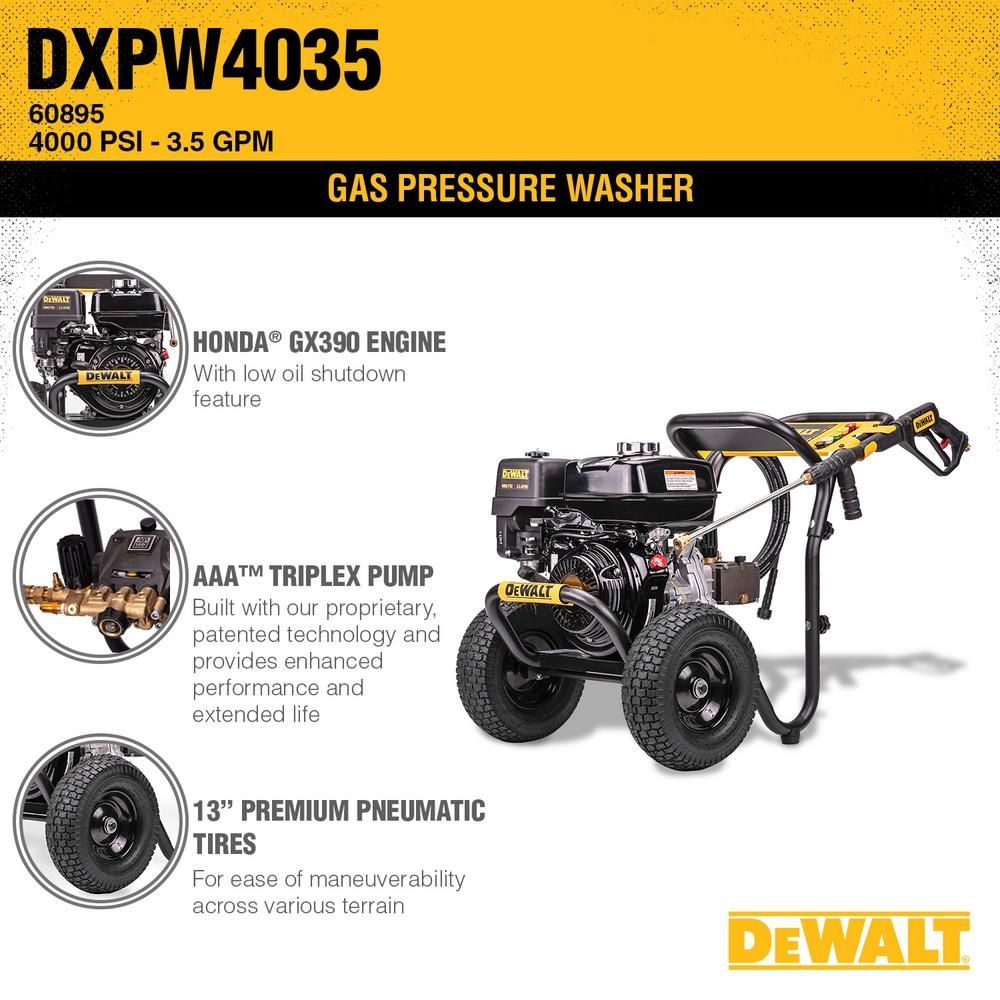 DXPW4035 DeWalt 4000 PSI Pressure Washer with Honda Engine