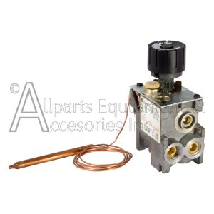 The SIT 630 Eurosit gas valve with no minimum rate screw. The pressure regulator adjustment is on the right side of the valve above the side inlet and outlet.