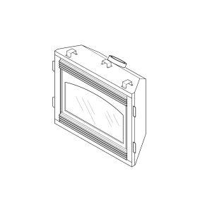 A diagram of the BDV34N(A) Vanguard fireplace, viewed from a side angle.