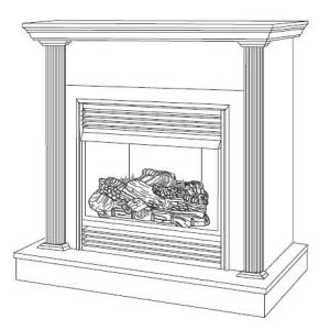 Front view of fireplace