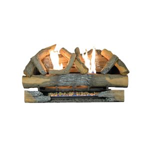A CRHED series log set shown in operation with decorative flames.