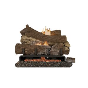 The MNF24IPE gas log heater from Superior, shown in operation with the glowing ember accessory. 