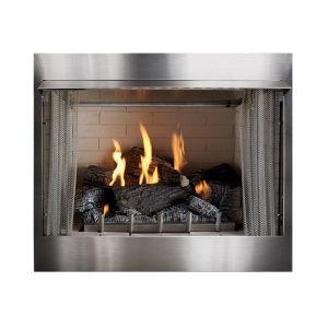 The OP42FP72MP-3 fireplace and log set, shown in operation.