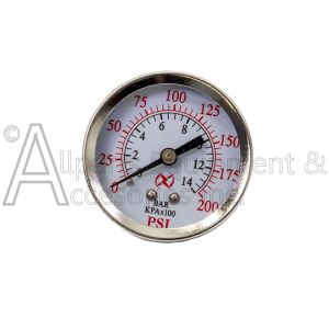 GAUGE 0-200 PSI 2 INCH ROUND 1/8 MPT REAR