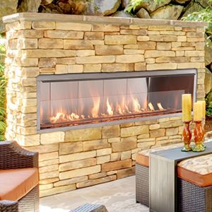 Linear Outdoor Fireplace
