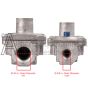 The inlet and outlet on the 098867-19 pressure regulator.