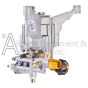 Rear facing vertical mount pump for pressure washers