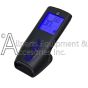 The 911-175/P remote transmitter with the thermostat control on the display. The remote's blue LED light is on.