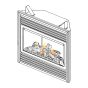 A diagram of the BGD33PR Napoleon fireplace, shown with a log set.