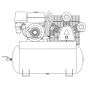 2D Wire frame drawing of IS13-5530 gas powered air compressor.