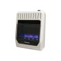 The MN200TBG wall-mounted space heater with blue flames.