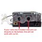 A diagram showing the threaded inlet and outlets on the RV8310E Honeywell valve.