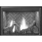 A Scorpio SCORPIO35DEP fireplace, shown with a decorative log set.