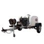A Simpson TRSB4240162 mobile pressure washer with a trailer.