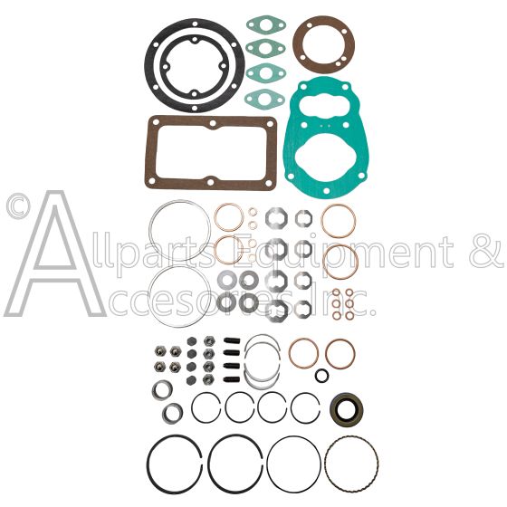 OK-642 Overhaul Kit for air compressor pump. Replacement valves, gaskets, piston rings, bearing inserts, and oil seal.