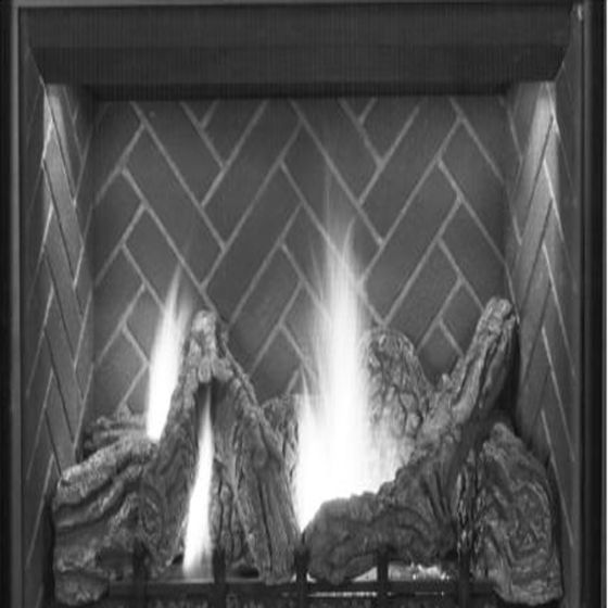 35"DV NG,ELEC,AGED OAK LOGS,TOP/REAR