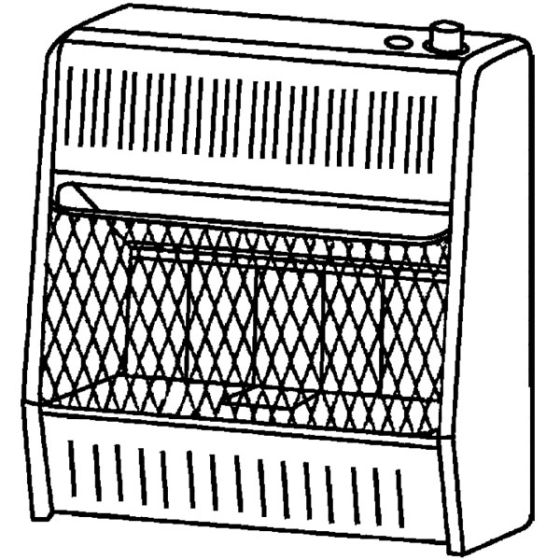 Vent free natural gas space heater