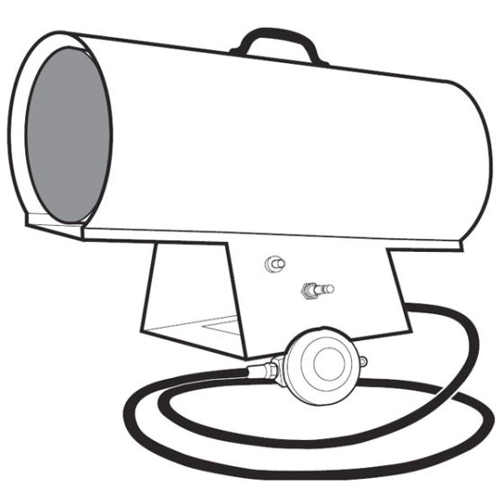 Forced air propane construcion heater