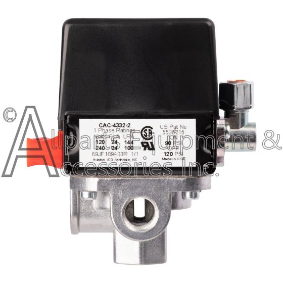 CAC-4332-2 pressure rating label for an air compressor switch