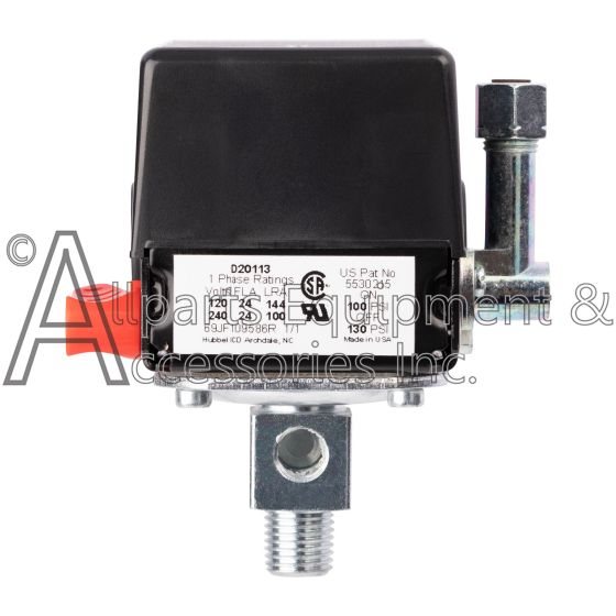 D20113 pressure switch phase ratings label