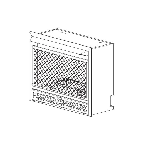A diagram of the FDF300T Duluth Forge fireplace inset.
