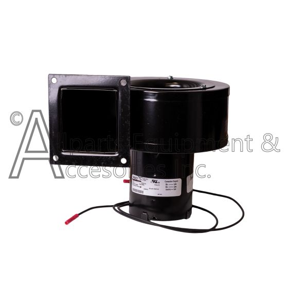 Side view of the H7619 pellet stove blower convection fan.