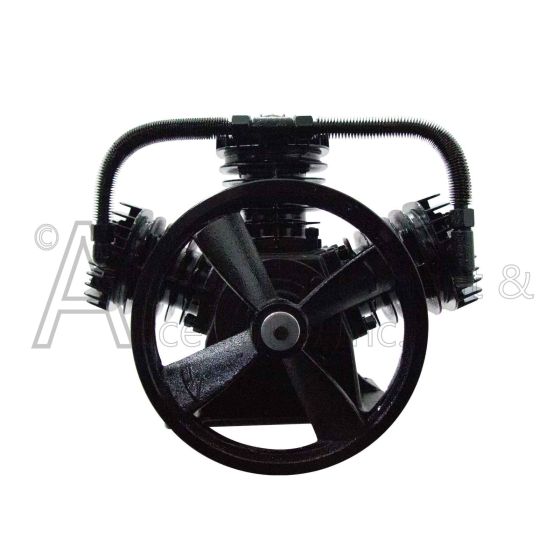 Front view of pump with flywheel