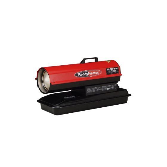 A 55,000 BTU heater from ReddyHeater. The R55A is similar in design with a white frame.