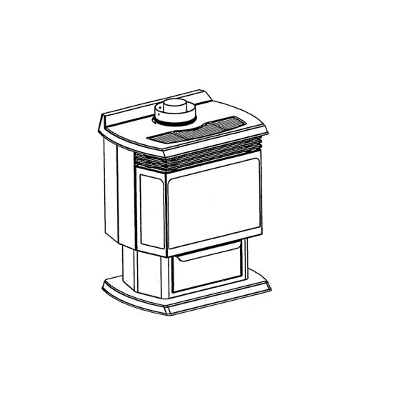 A diagram of the RFSDV34 freestanding heater.