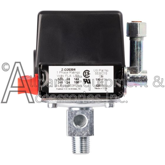 Z-D20306 pressure switch label with specifications