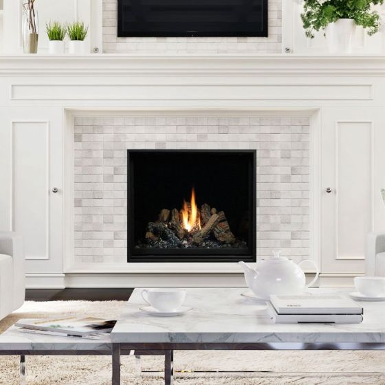 The ZCV34LP Kingsman fireplace, shown with a log set.
