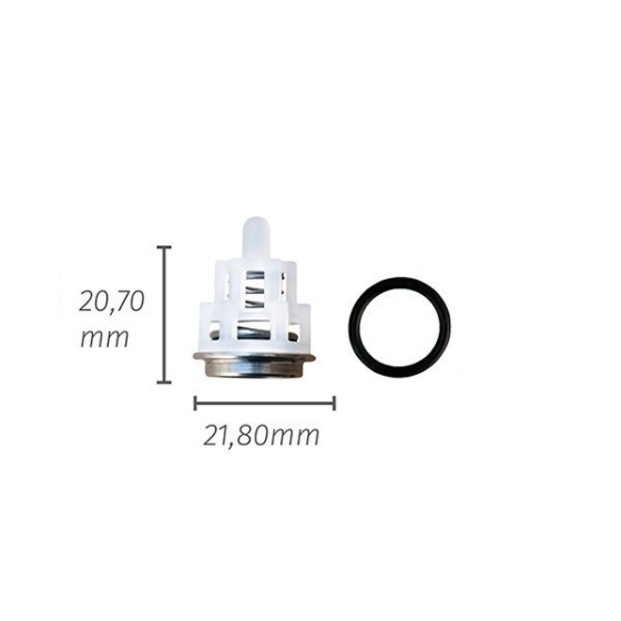 A valve and O-ring from the ZX.1911 kit, with dimensions for the valve.