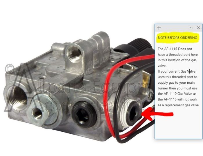 AMERICAN FLAME MODEL AF-1115 GAS VALVE